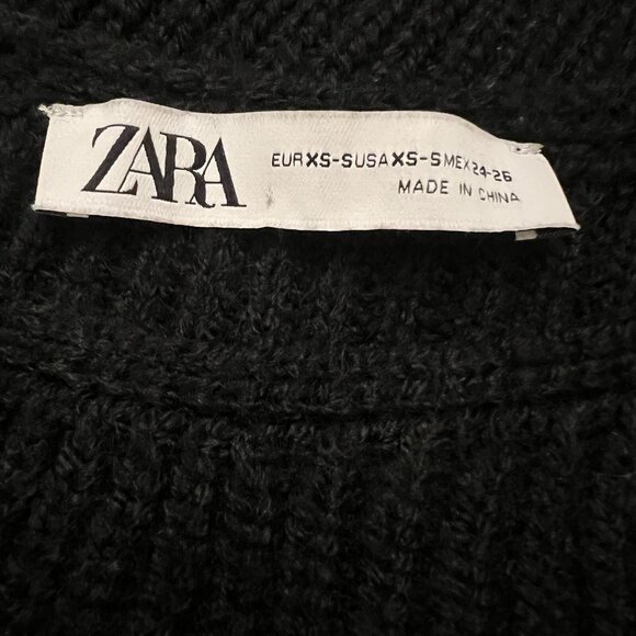 Zara Black Ribbed One Shoulder Tunic Sweater Dress Cardi Womens Size XS goth - Picture 7 of 16